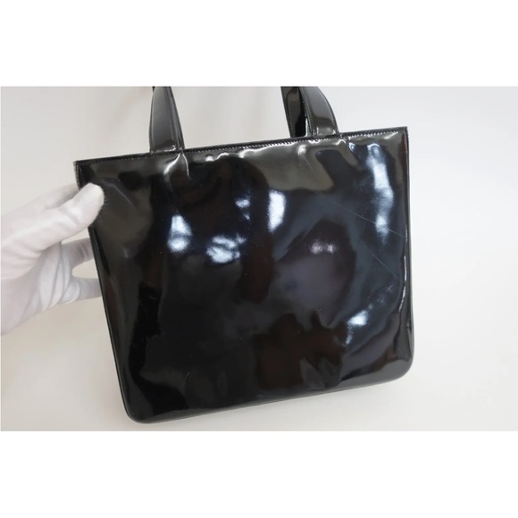 Chanel Authentic Black Enamel Tote Shoulder Bag - Picture 7 of 13